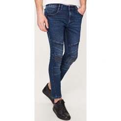 Jeansy męskie: Jeansy skinny biker z suwakami – Granatowy