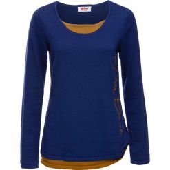 Sweter 2 w 1, długi rękaw bonprix kobaltowy. Niebieskie swetry rozpinane damskie bonprix. Za 99,99 zł.