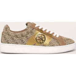 Guess Jeans - Buty. Żółte buty sportowe damskie Guess Jeans, z aplikacjami, z jeansu, sportowe. W wyprzedaży za 319,90 zł.