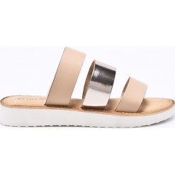 Vero Moda - Klapki Way. Szare klapki damskie marki Vero Moda, ze skóry, na obcasie. W wyprzedaży za 99,90 zł.