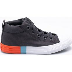 Converse - Trampki dziecięce. Szare buty chłopięce sportowe marki Converse, bez wzorów, z materiału, z okrągłym noskiem, na sznurówki. W wyprzedaży za 179,90 zł.