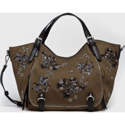 Desigual - Torebka. Brązowe torebki klasyczne damskie Desigual, z materiału, duże. W wyprzedaży za 279,90 zł.
