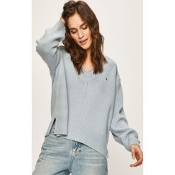 Tommy Hilfiger - Sweter. Niebieskie swetry damskie TOMMY HILFIGER, s, bez wzorów, z wełny, bez rękawów, bez kaptura. W wyprzedaży za 399,90 zł.