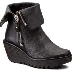 Botki FLY LONDON - Yexfly P500668000 Black. Czarne botki damskie na obcasie marki Fly London, z materiału. W wyprzedaży za 379,00 zł.