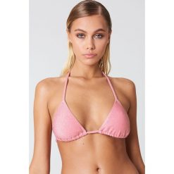 Stroje dwuczęściowe damskie: NA-KD Swimwear Góra bikini Sparkle Triangle – Pink