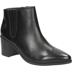 BOTKI MARCO TOZZI 2-25017-25. Czarne botki damskie Marco Tozzi, bez obcasa, bez zapięcia. Za 179,99 zł.