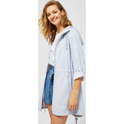Bluza narzutka. Szare bluzy damskie Moodo, l, bez wzorów, z bawełny, z długim rękawem. Za 69,99 zł.
