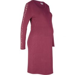 Sukienka dzianinowa ciążowa bonprix czerwony rododendron. Fioletowe sukienki damskie bonprix, z dzianiny, wizytowe. Za 37,99 zł.