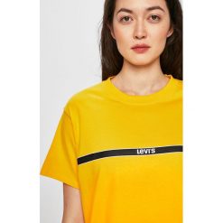 Levi's - Top. Żółte bluzki damskie Levi's®, s, z nadrukiem, z bawełny, z okrągłym kołnierzem. W wyprzedaży za 79,90 zł.
