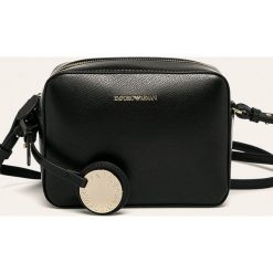 Emporio Armani - Torebka. Czarne listonoszki damskie Emporio Armani, w paski, z poliesteru, na ramię, małe, bez dodatków. Za 749,90 zł.
