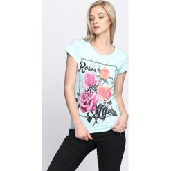 Bluzki damskie: Miętowy T-shirt True Rose