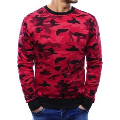 Bluzy męskie: Bluza męska camo bez kaptura czerwona (bx3365)