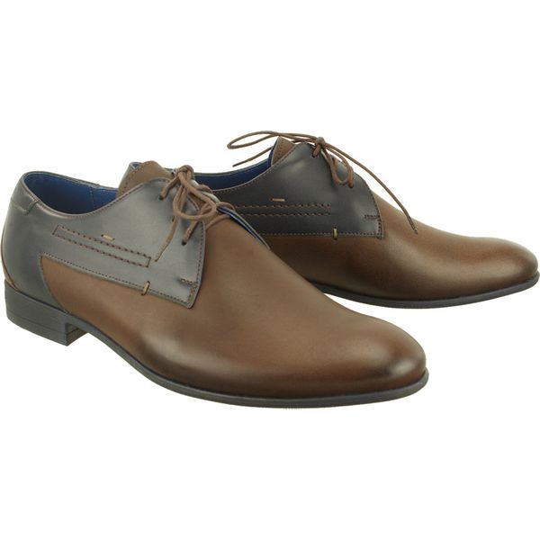 FABER F37/134/23 B-8/B-16 brązowy, półbuty wizytowe męskie. Pomarańczowe buty wizytowe męskie Faber, bez wzorów, ze skóry, wizytowe, bez zapięcia. Za 219,90 zł.