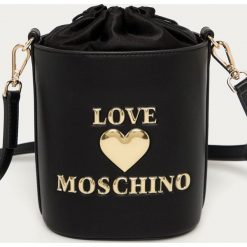 Love Moschino - Torebka. Czarne kuferki damskie Love Moschino, w paski, ze skóry ekologicznej, na ramię, małe, z aplikacjami. Za 639,90 zł.