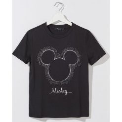 Koszulka z bawełny i modalu Disney - Czarny. Czarne koszulki damskie Mohito, s, z motywem z bajki, z bawełny, bez kołnierzyka, bez rękawów. Za 69,99 zł.
