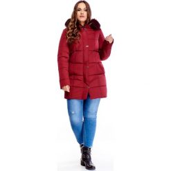 Pikowana kurtka z kapturem bordowy. Czerwone kurtki damskie Tagless, plus size, bez wzorów, z kapturem. Za 372,01 zł.
