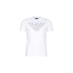 T-shirty z krótkim rękawem Emporio Armani FINWU. Białe t-shirty męskie marki Emporio Armani, s, bez wzorów, bez kołnierzyka, krótkie. Za 287,20 zł.