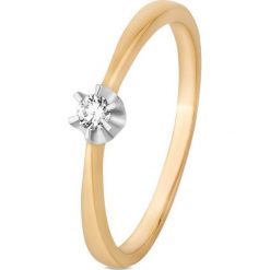 Pierścionek - , Brylant 0,06ct. Żółte pierścionki damskie W.KRUK, z brylantem, złote. Za 1790,00 zł.