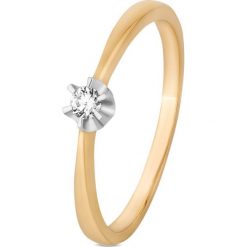 Unikalny Pierścionek Złoty - złoto 585, Brylant 0,06ct. Żółte pierścionki damskie W.KRUK, z brylantem, złote. Za 1790,00 zł.