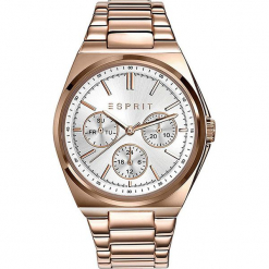 Zegarek kwarcowy w kolorze srebrno-różowozłotym. Żółte, analogowe zegarki damskie marki Esprit Watches, ze stali. W wyprzedaży za 272,95 zł.