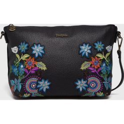 Desigual - Torebka. Czarne torebki klasyczne damskie Desigual, w paski, z poliesteru, średnie. Za 249,90 zł.