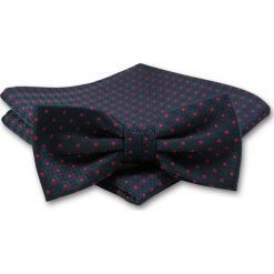 Elegancka Mucha Męska - Alties - Granat, Czerwone Akcenty MUALTS0139. Niebieskie muszki męskie Alties, na imprezę, w paski, eleganckie. Za 39,00 zł.