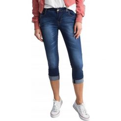 Granatowe spodnie damskie jeansy jeans 7/8 wytarte model 4003. Jeansy damskie Merg Selection, m, z bawełny. Za 69,00 zł.