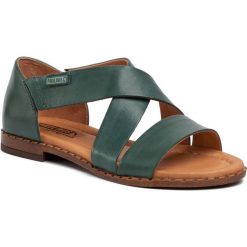 Sandały PIKOLINOS - W0X-0552 Emerald. Zielone klapki damskie Pikolinos, bez wzorów, ze skóry, bez obcasa, na obcasie. Za 389,00 zł.