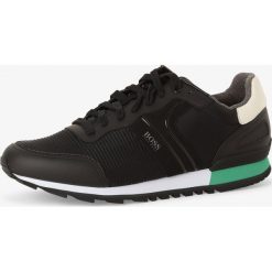 BOSS - Tenisówki męskie z dodatkiem skóry – Parkour, czarny. Czarne trampki męskie Boss, bez wzorów, ze skóry, bez zapięcia. Za 745,95 zł.