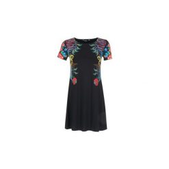 Sukienki krótkie Desigual MARA. Czarne sukienki damskie Desigual, s, bez wzorów, bez kołnierzyka, z krótkim rękawem, krótkie, mini. Za 349,00 zł.