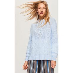 Sweter ze stójką - Niebieski. Niebieskie swetry klasyczne damskie Reserved, l, ze stójką. Za 79,99 zł.