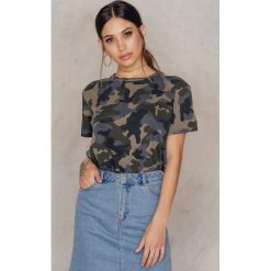 T-shirty damskie: NA-KD Trend T-shirt Army – Green,Multicolor