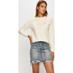 Lee - Bluza bawełniana. Białe bluzy damskie Lee, s, bez wzorów, z bawełny, z długim rękawem, długie, bez kaptura. Za 239,90 zł.