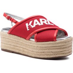 Espadryle KARL LAGERFELD - KL80305 Red Knit Textile W/White. Czerwone espadryle damskie KARL LAGERFELD, bez wzorów, ze skóry, bez obcasa. W wyprzedaży za 409,00 zł.