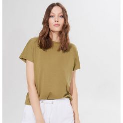 Koszulka z lyocellu - Khaki. Brązowe koszulki damskie Mohito, s, bez wzorów, z lyocellu, bez kołnierzyka, bez rękawów. Za 59,99 zł.
