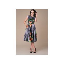 Sukienka Midi Azalea Bloosom Ombre. Szare sukienki damskie Nat fashion room, na wiosnę, bez wzorów, z bawełny, bez kołnierzyka, bez rękawów, midi, dopasowane. Za 390,00 zł.