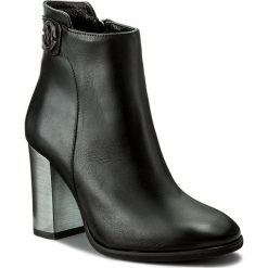 Buty zimowe damskie: Botki ROBERTO – 582 Czarny Lico/Obcas Srebro