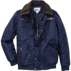 Kurtka ze sztucznym futerkiem Regular Fit bonprix ciemnoniebieski. Niebieskie płaszcze męskie bonprix, m, bez wzorów, bez kaptura. Za 119,99 zł.