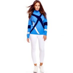 Sweter z golfem niebieski. Niebieskie swetry damskie N/A, bez wzorów, z wełny, bez rękawów. Za 135,66 zł.