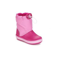 Śniegowce Dziecko Crocs CROCBAND LODGE POINT BOOT. Różowe kozaki dziewczęce Crocs, bez wzorów, bez obcasa. Za 175,20 zł.