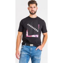 T-SHIRT DIESEL. Czarne t-shirty męskie Diesel, xxl, z nadrukiem, z bawełny, z okrągłym kołnierzem. Za 197,40 zł.