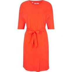 Sukienka bawełniana oversize, krótki rękaw bonprix czerwona pomarańcza. Pomarańczowe sukienki damskie bonprix, z bawełny, krótkie, mini, oversize. Za 44,99 zł.