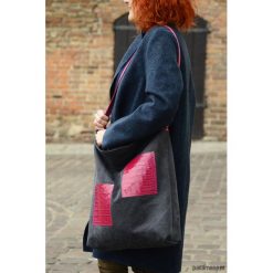 Shopper Gray&Pink. Różowe shopper bag damskie Pakamera, w paski, z bawełny. Za 130,00 zł.