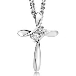 Złoty naszyjnik z diamentem - dł. 45 cm. Szare naszyjniki damskie REVONI, z diamentem, złote. W wyprzedaży za 739,95 zł.