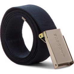 Pasek Męski LACOSTE - RC2012 Navy Blue 166. Niebieskie paski męskie Lacoste, w paski, z materiału. Za 199,00 zł.