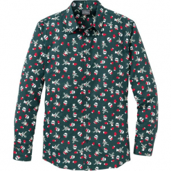 Koszula z długim rękawem i nadrukiem Regular Fit bonprix głęboki zielony z nadrukiem. Zielone koszule męskie bonprix, xl, z nadrukiem, bez kołnierzyka, z długim rękawem. Za 74,99 zł.