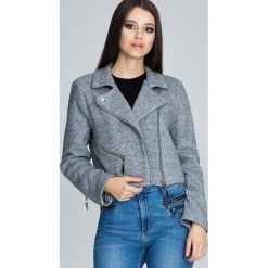 Szara Krótka Elegancka Kurtka z Suwakami. Szare kurtki damskie FIGL, s, bez wzorów, z elastanu, eleganckie, krótkie, bez kaptura. Za 199,90 zł.