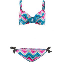 Bielizna damska: Bikini na fiszbinach (2 części) bonprix niebiesko-różowo-turkusowy z nadrukiem