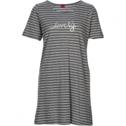 Koszula nocna "Soft Dreams" w kolorze szaro-białym. Szare koszule nocne damskie marki LASCANA, z napisami. W wyprzedaży za 68,95 zł.