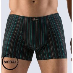 Męskie bokserki GINO Modal Stripes czarne. Czarne bokserki męskie GINO, bez wzorów, z dzianiny. Za 40,99 zł.